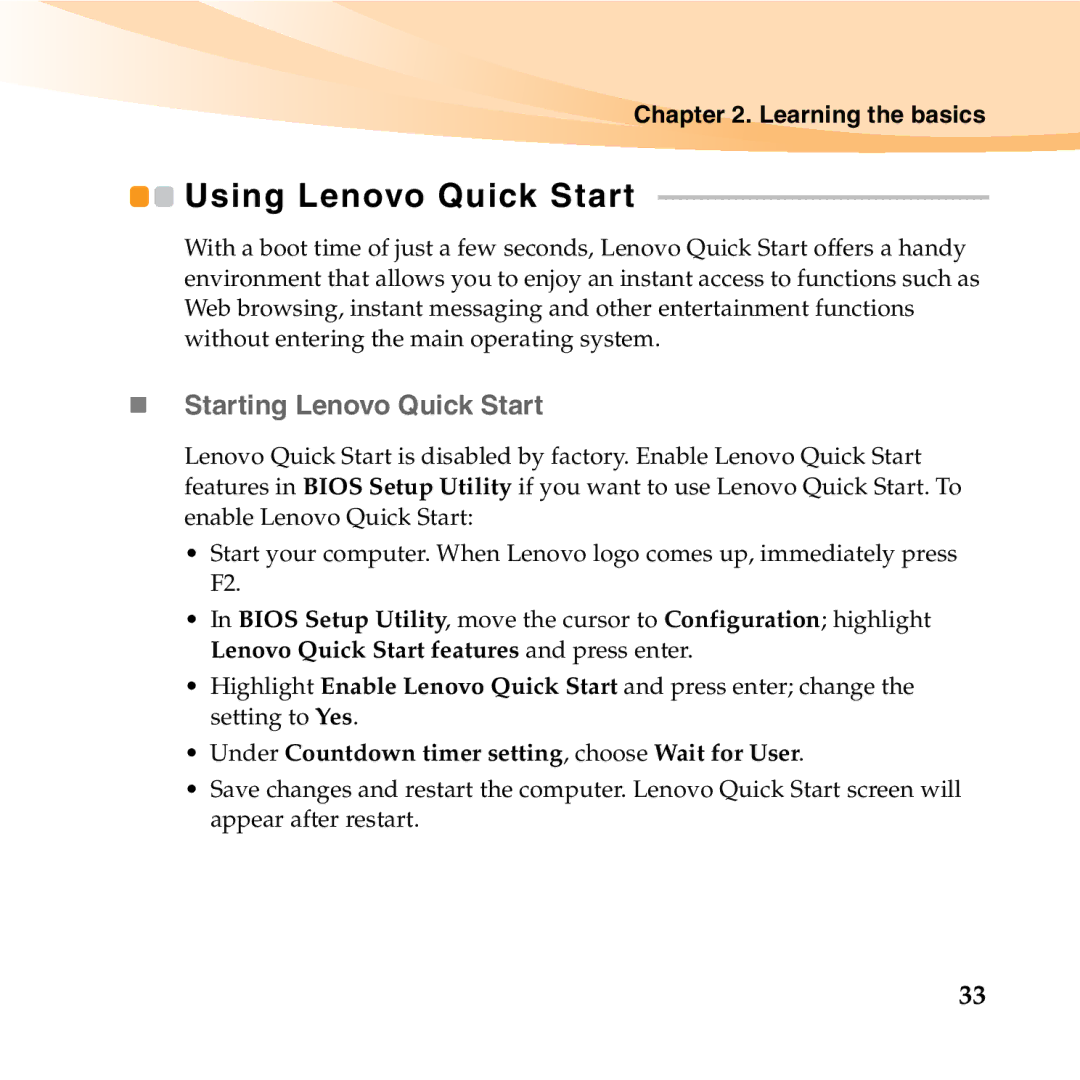 Lenovo S10-3T manual Using Lenovo Quick Start, „ Starting Lenovo Quick Start 