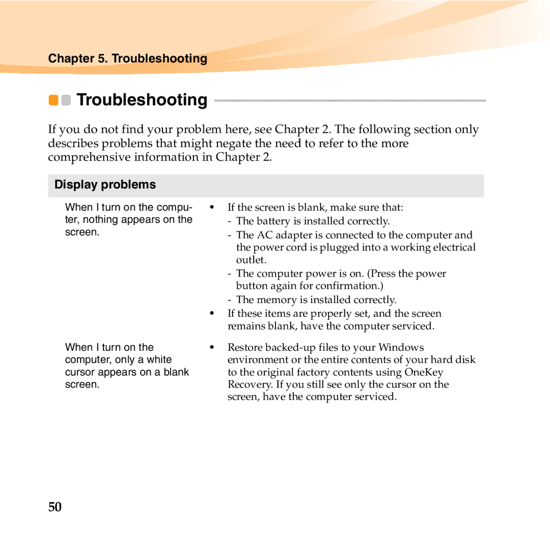 Lenovo S10-3T manual Troubleshooting, Display problems 