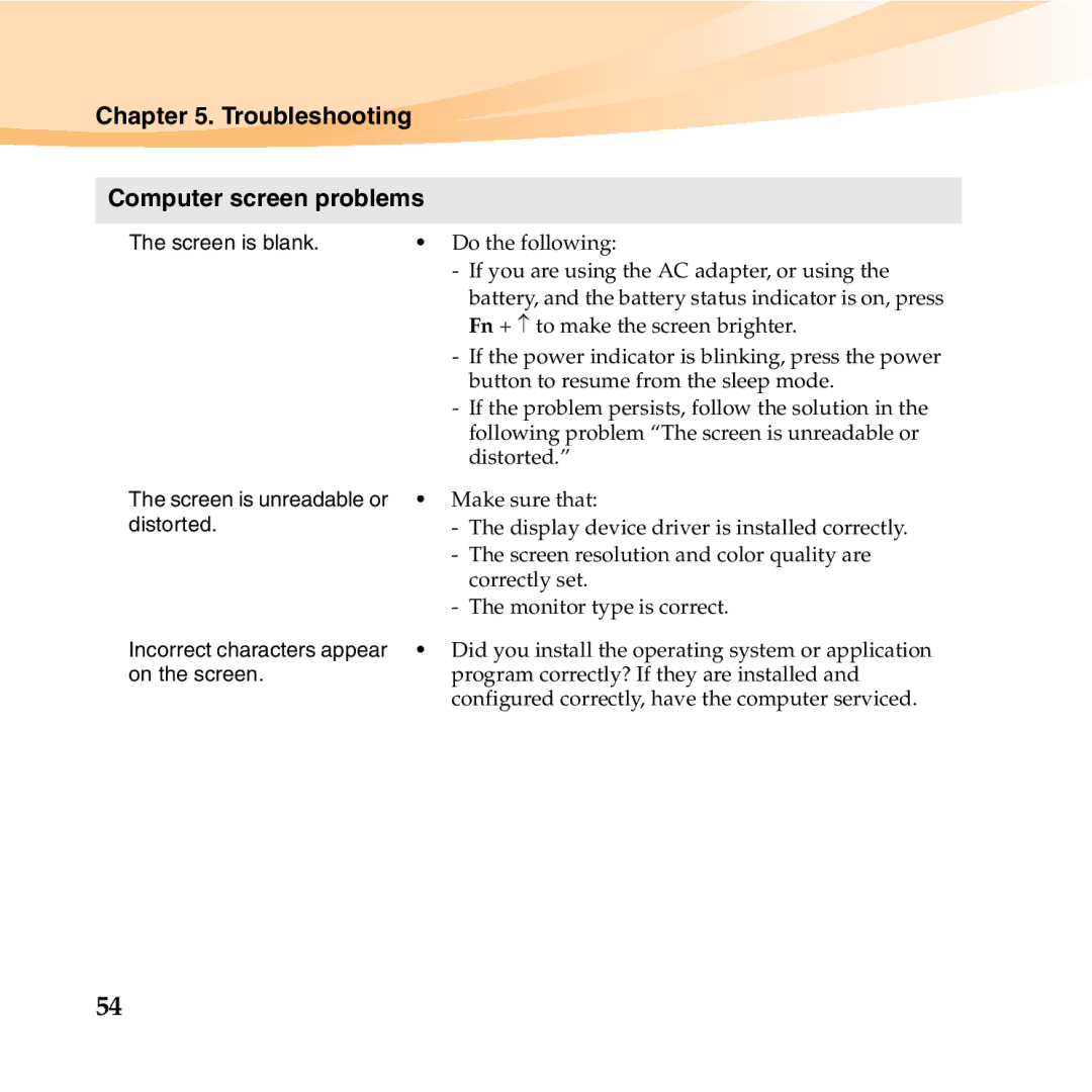 Lenovo S10-3T manual Troubleshooting Computer screen problems, Screen is blank 