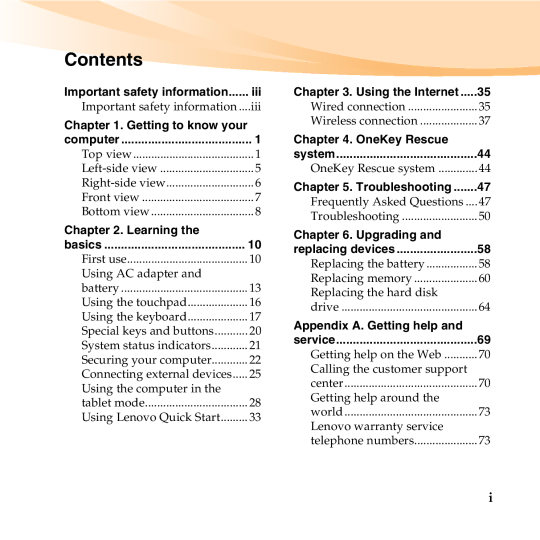 Lenovo S10-3T manual Contents 