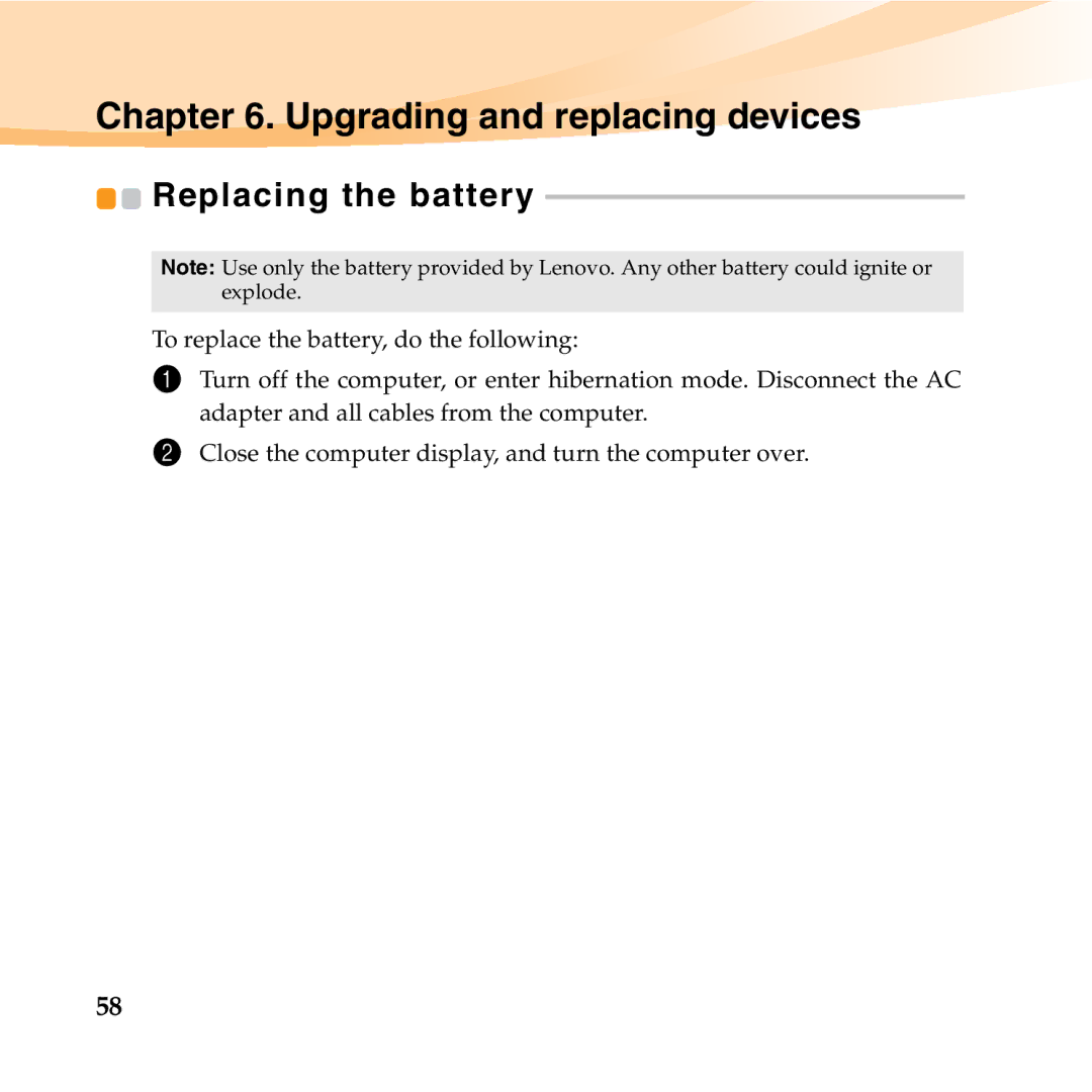 Lenovo S10-3T manual Upgrading and replacing devices, Replacing the battery 