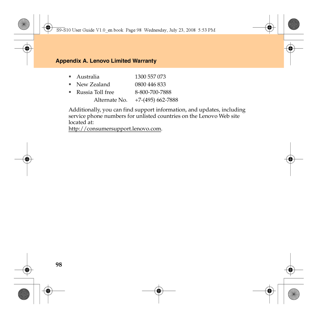 Lenovo S10 manual Appendix A. Lenovo Limited Warranty, +7-495 