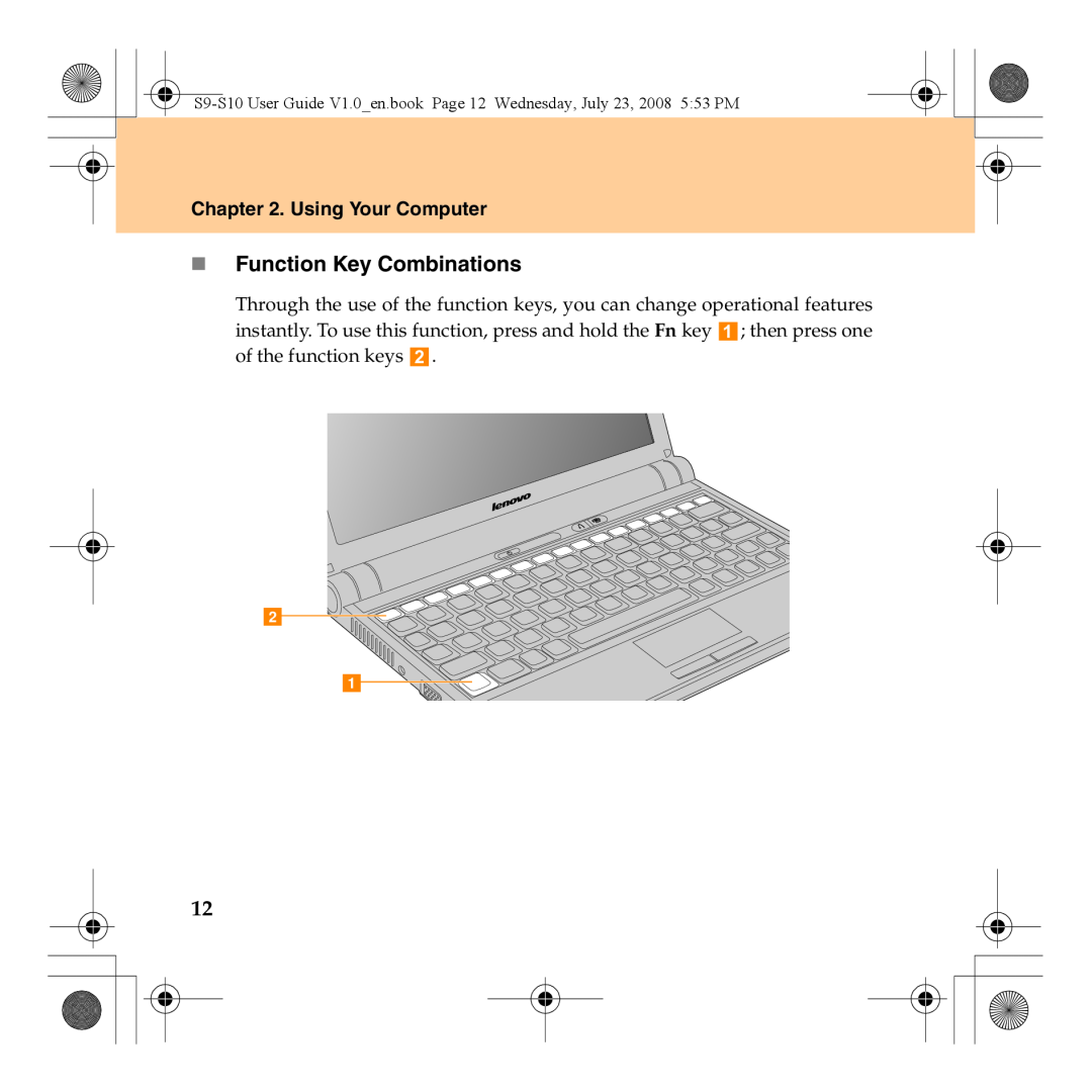 Lenovo S10 manual „ Function Key Combinations, Using Your Computer 