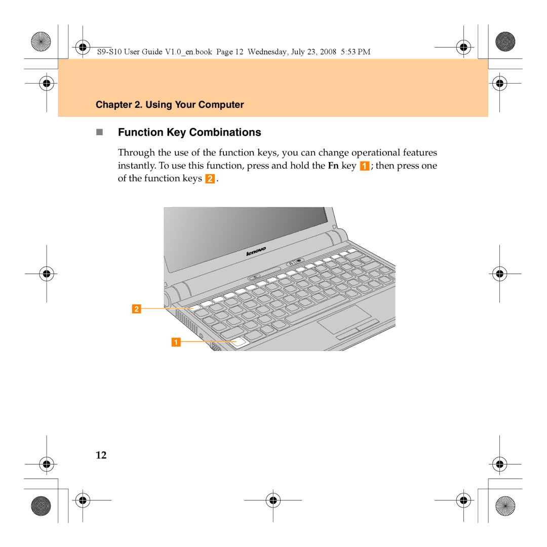 Lenovo S10 manual „ Function Key Combinations 