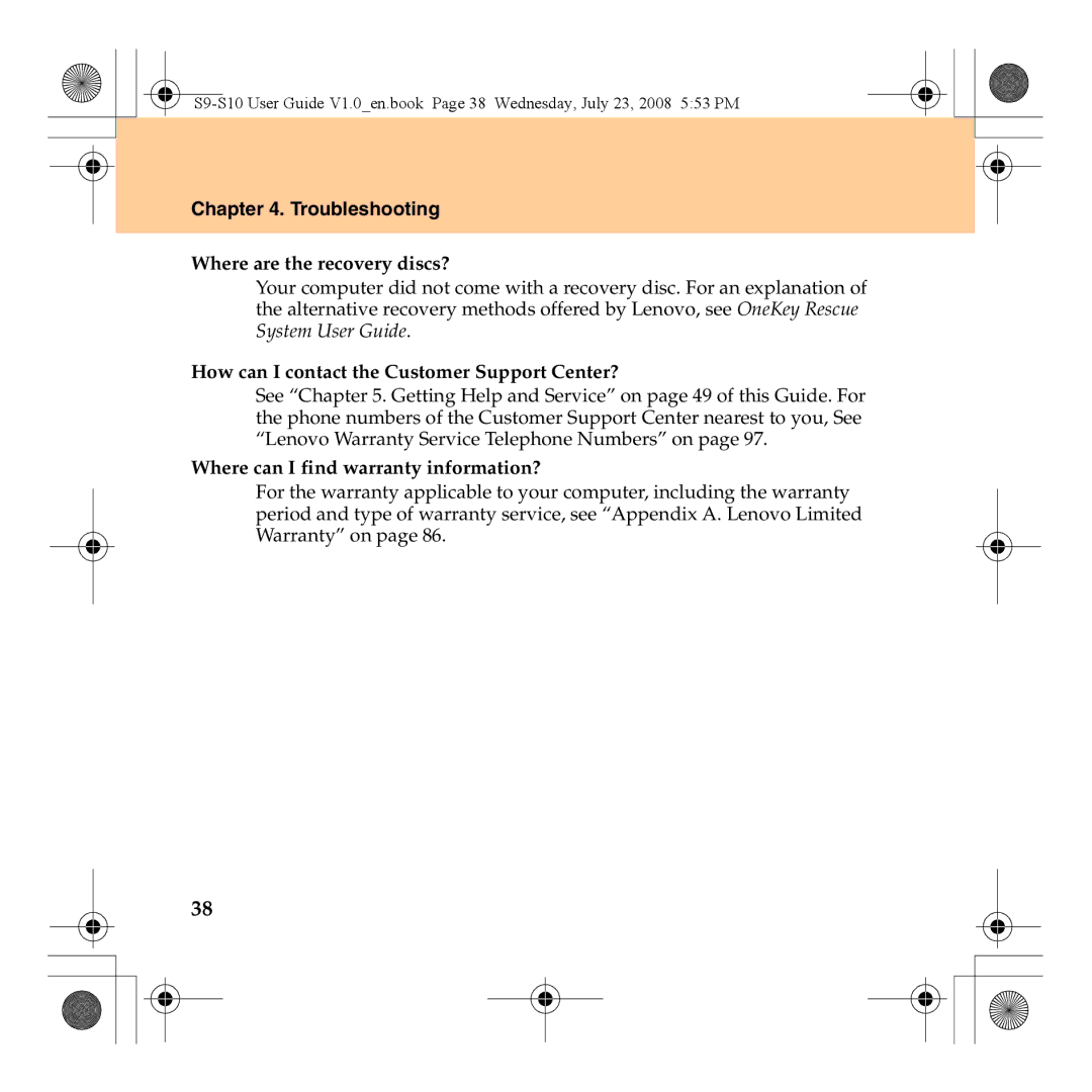 Lenovo S10 manual Troubleshooting, Where are the recovery discs? 