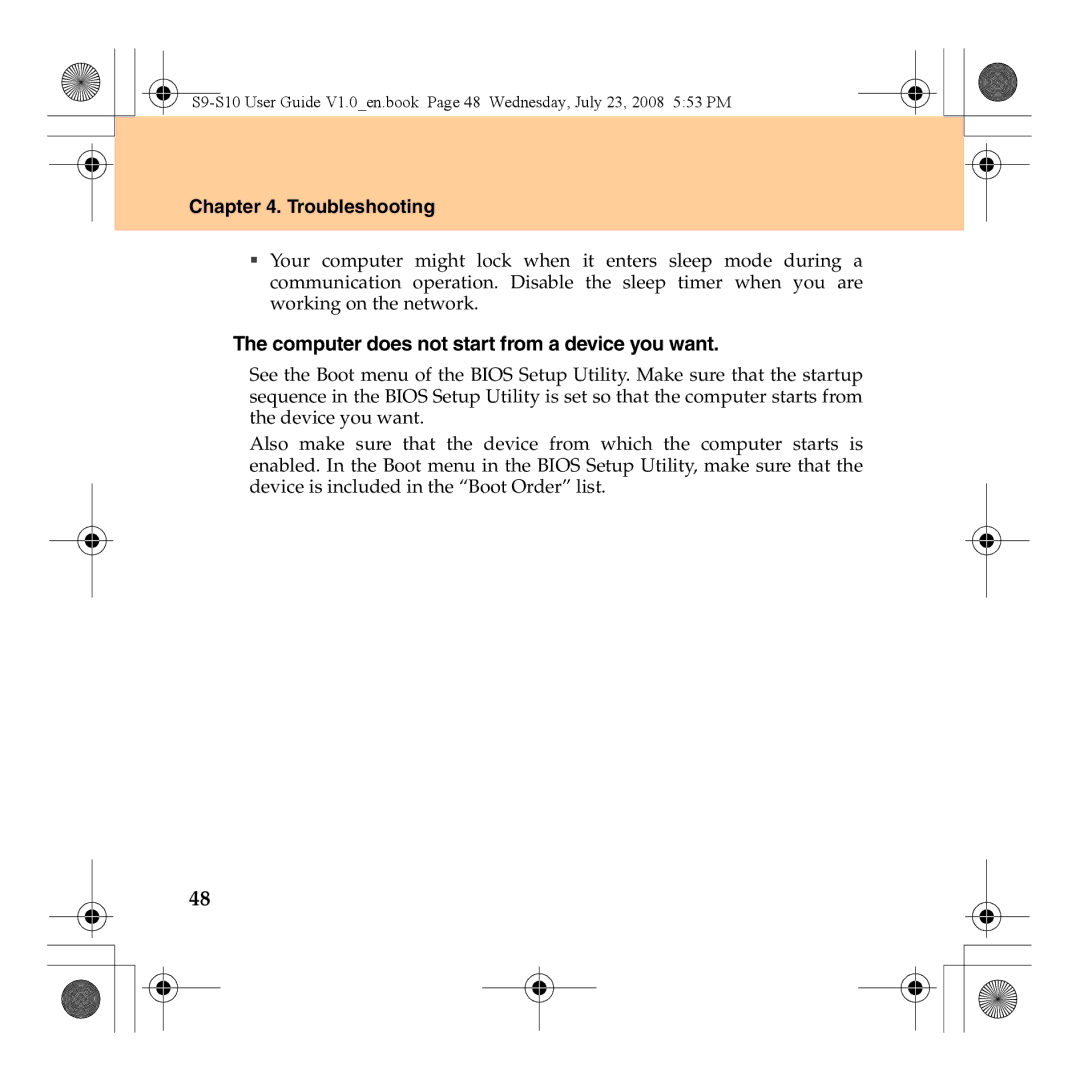 Lenovo S10 manual Computer does not start from a device you want 