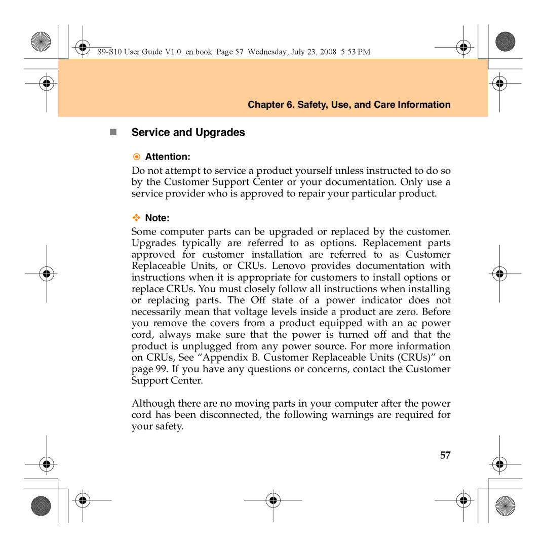 Lenovo S10 manual „ Service and Upgrades 