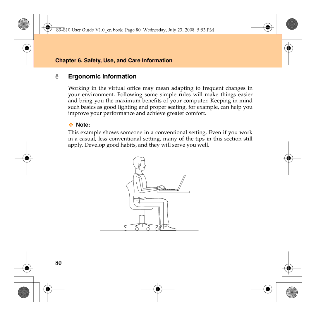 Lenovo S10 manual „ Ergonomic Information 