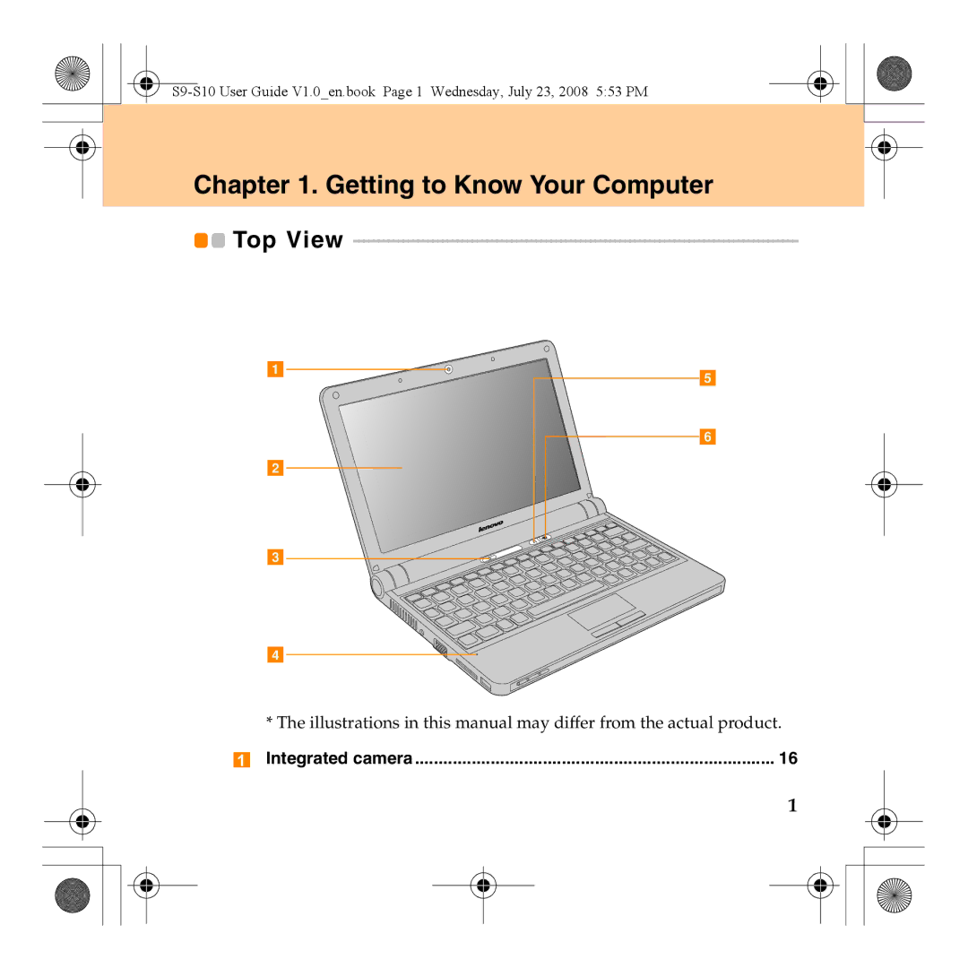 Lenovo S10 manual Getting to Know Your Computer, Top View 