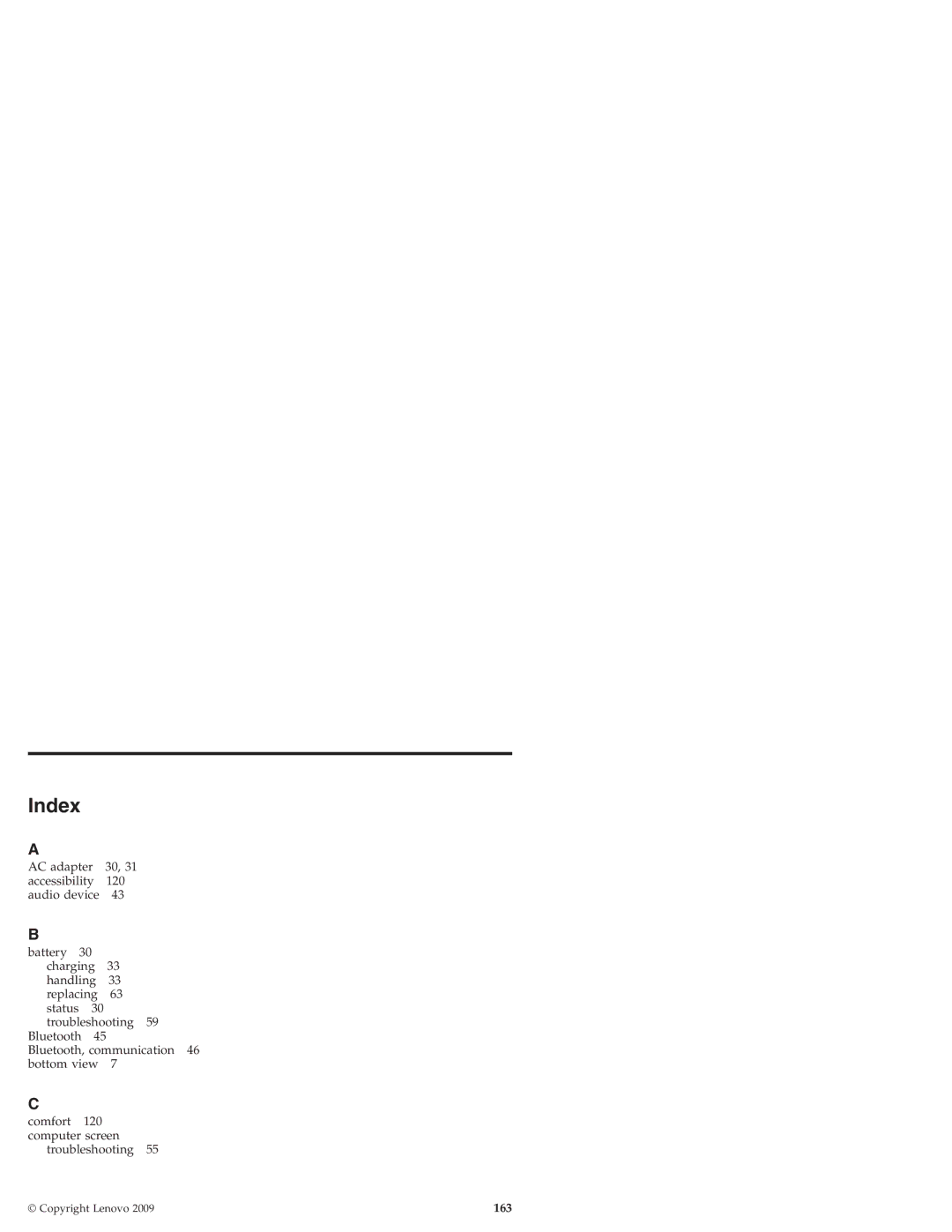 Lenovo S10 manual Index, 163 