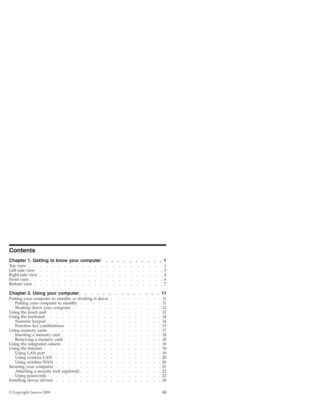 Lenovo S10 manual Contents 