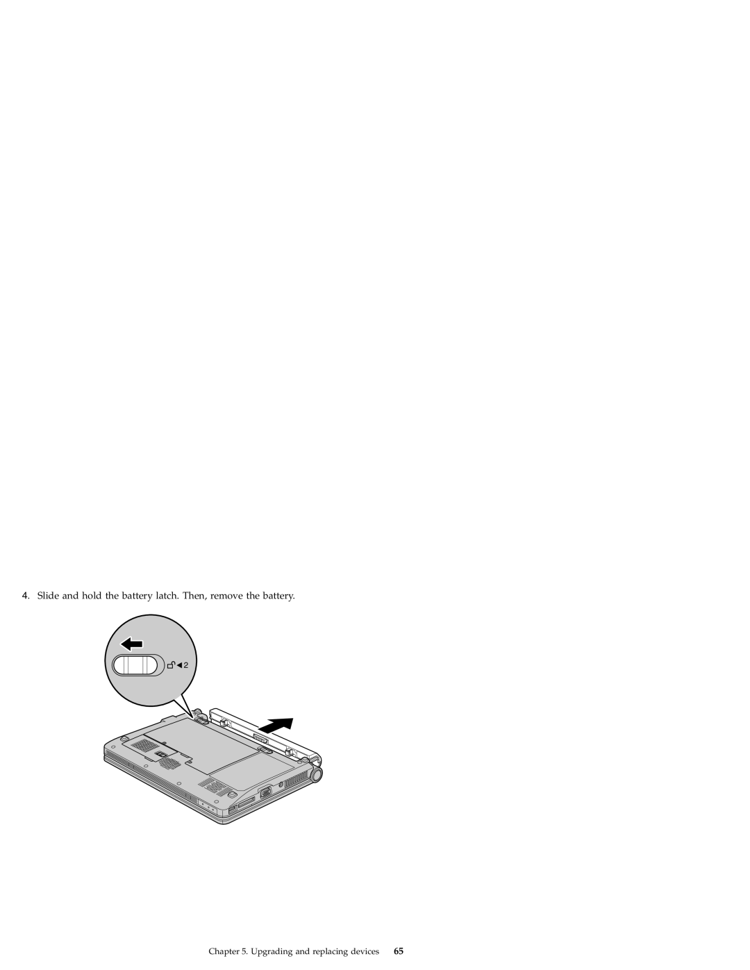 Lenovo S10 manual Slide and hold the battery latch. Then, remove the battery 