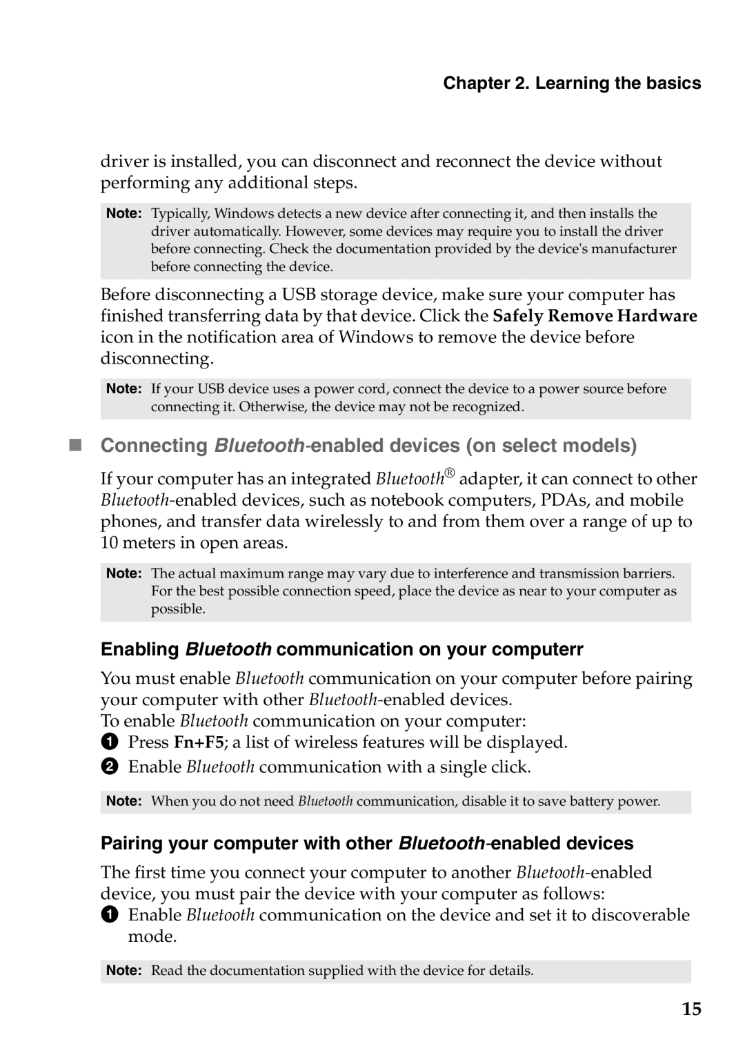 Lenovo S100 „ Connecting Bluetooth-enabled devices on select models, Enabling Bluetooth communication on your computerr 