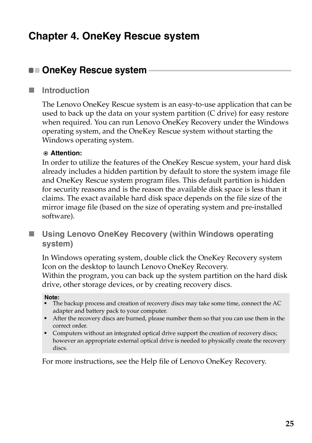 Lenovo S100 manual OneKey Rescue system, „ Introduction 