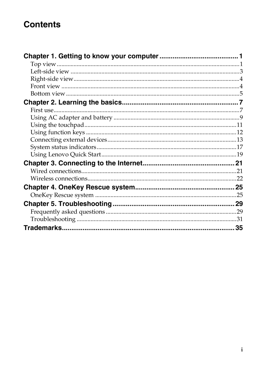 Lenovo S100 manual Contents 