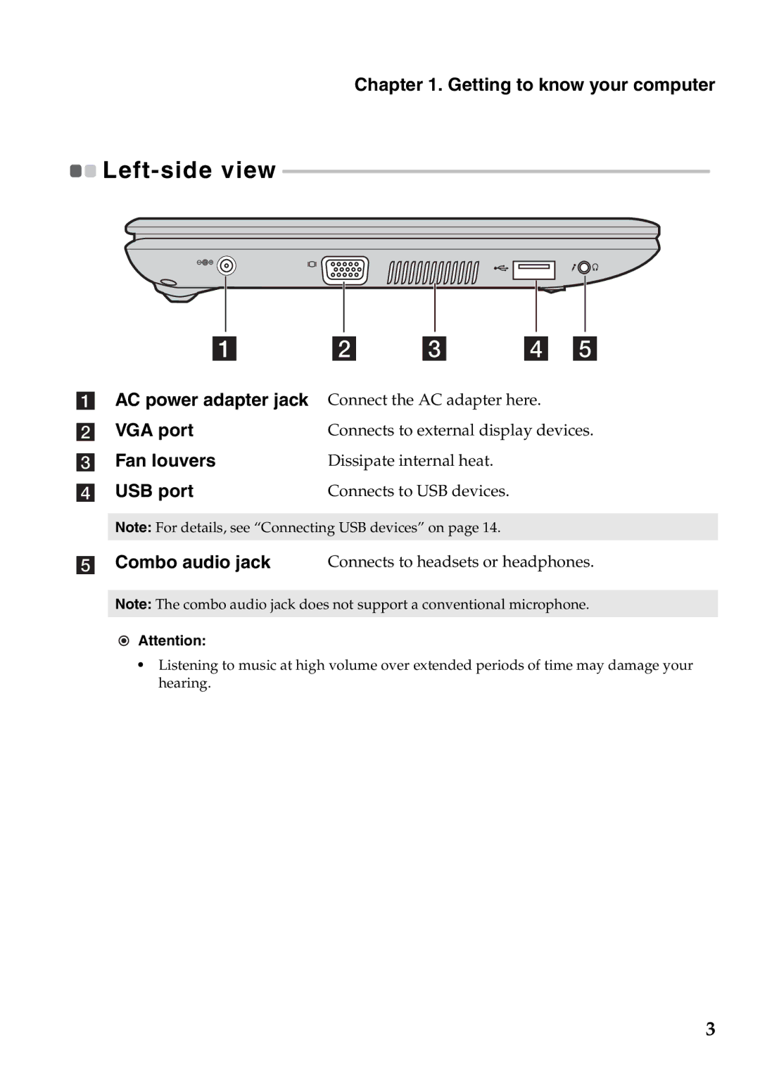 Lenovo S100 manual Left-side view 