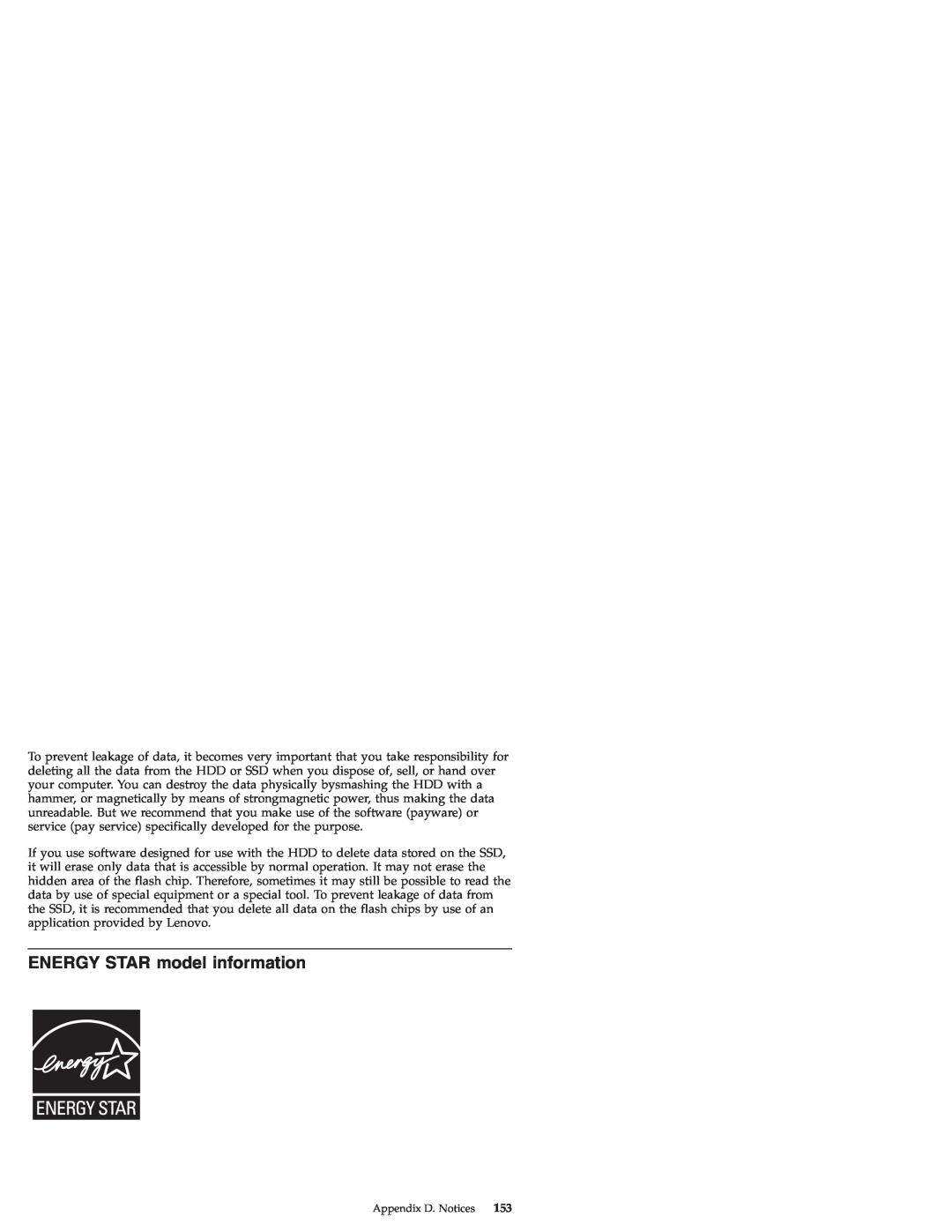 Lenovo S9E, S10E manual ENERGY STAR model information 