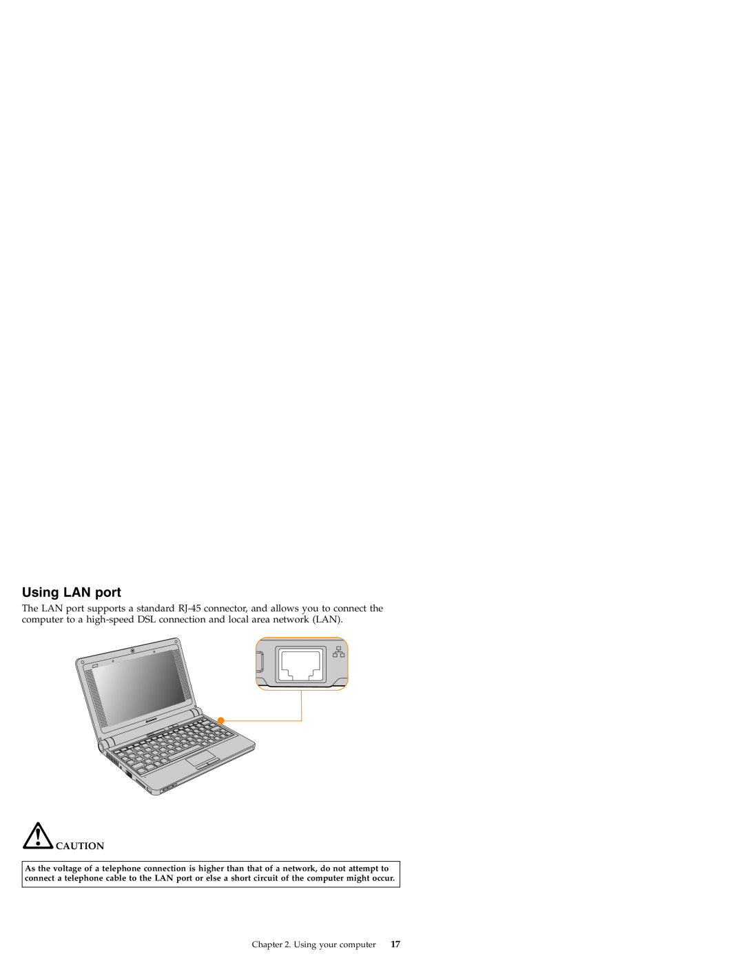 Lenovo S9E, S10E manual Using LAN port 