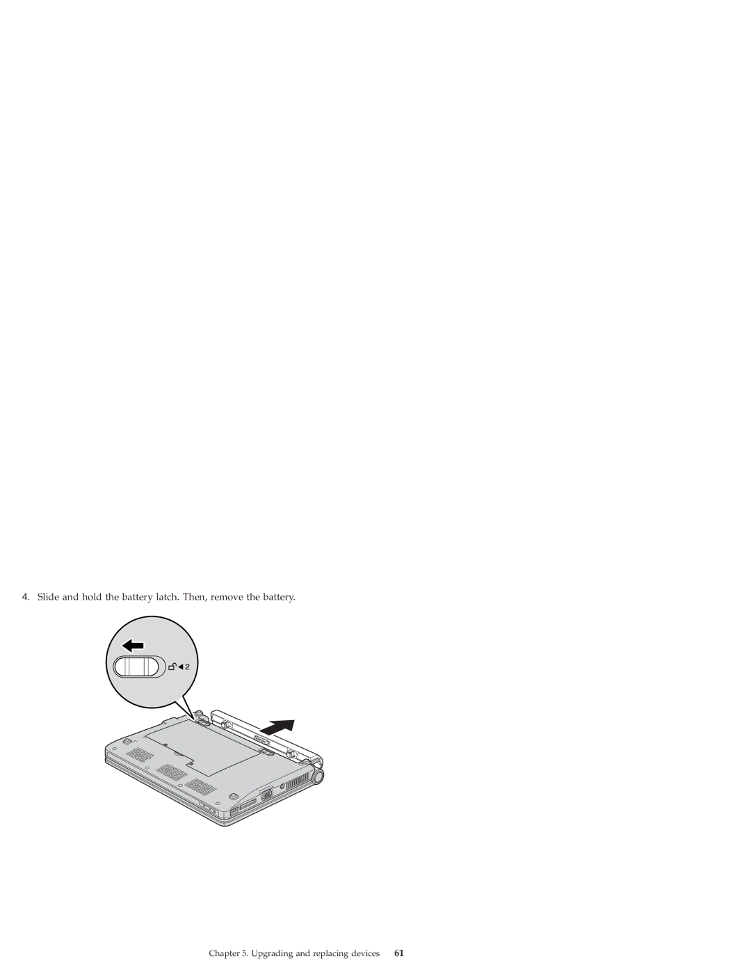 Lenovo S9E, S10E manual Slide and hold the battery latch. Then, remove the battery 