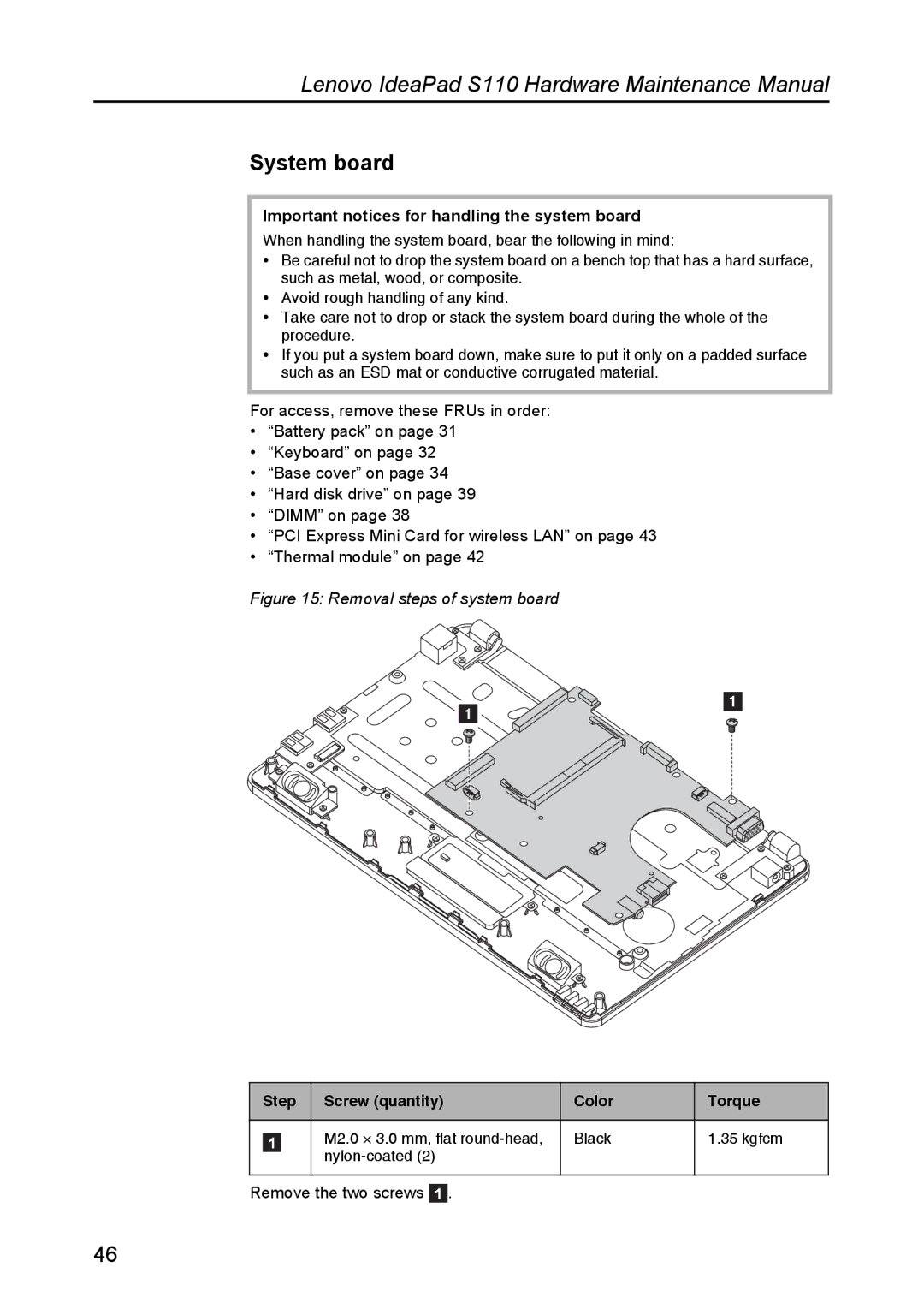 Lenovo S110 manual System board, Important notices for handling the system board 