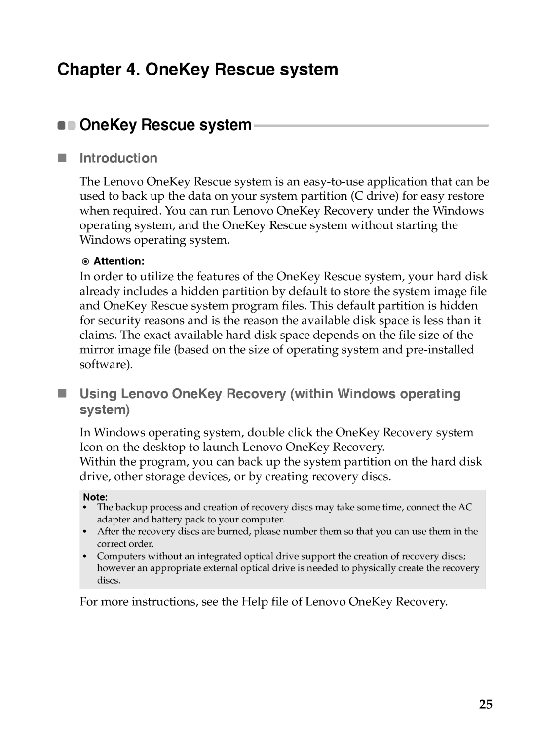 Lenovo S110 manual OneKey Rescue system, „ Introduction 