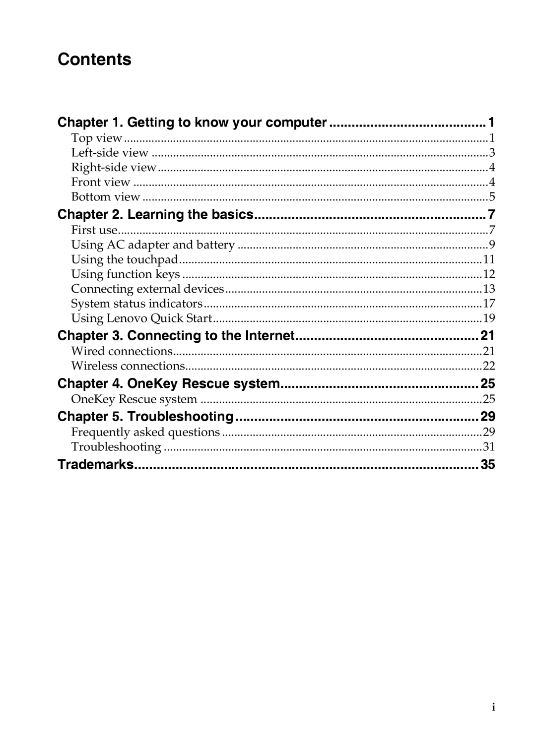 Lenovo S110 manual Contents 