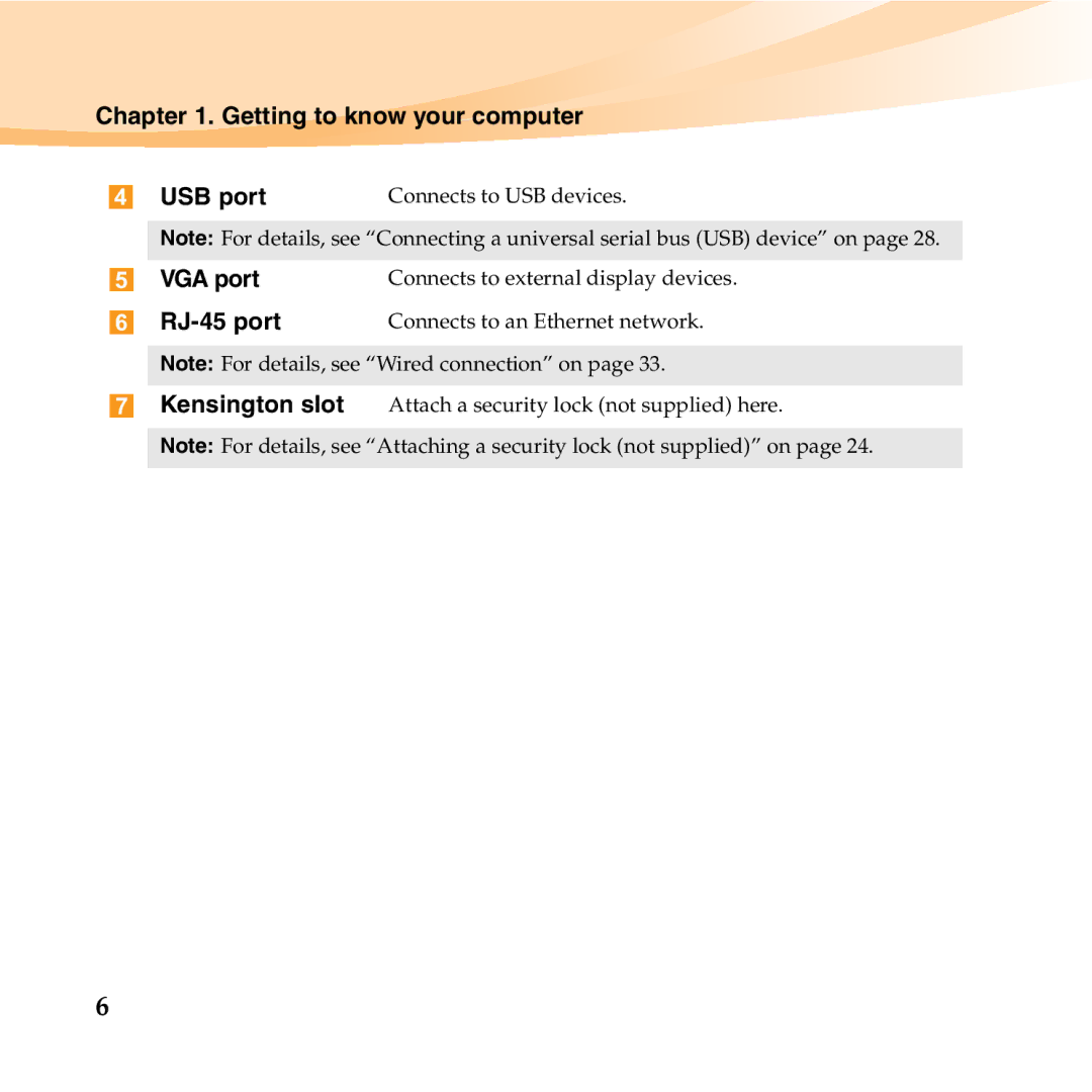 Lenovo S12 manual Getting to know your computer USB port 