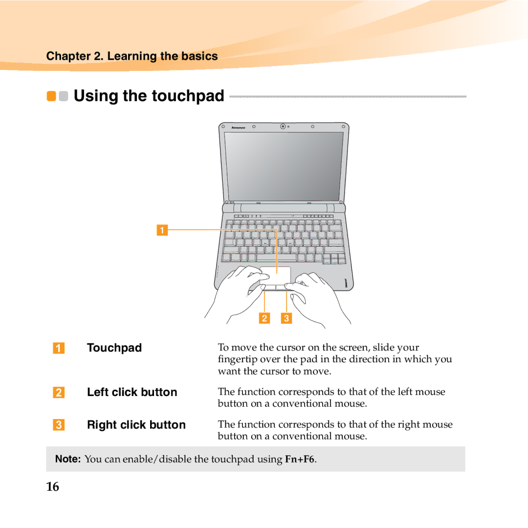 Lenovo S12 manual Using the touchpad, Left click button 