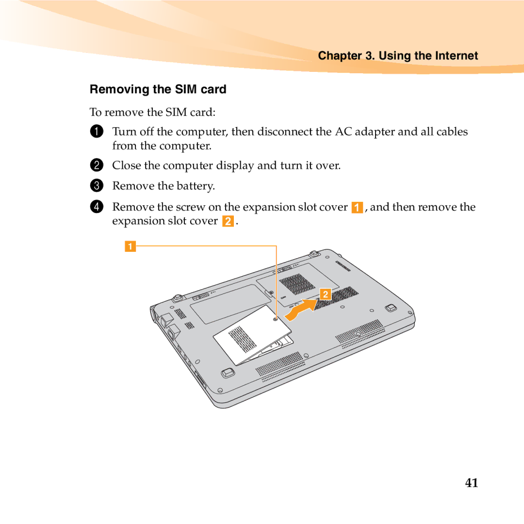 Lenovo S12 manual Using the Internet Removing the SIM card 