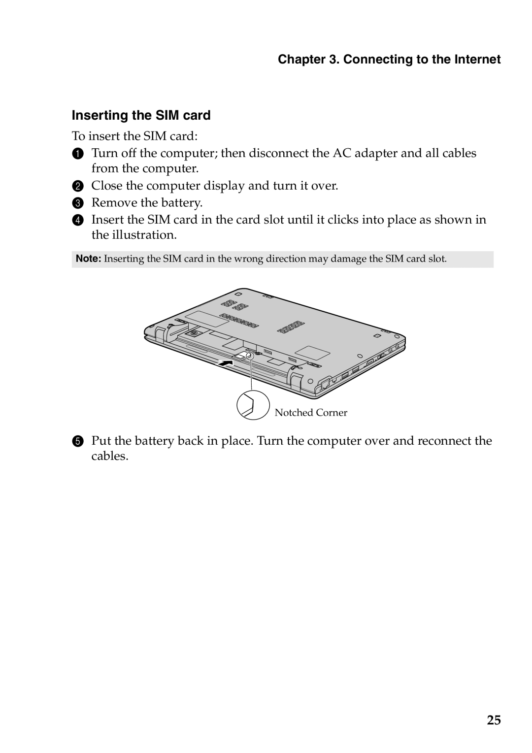 Lenovo S205 manual Inserting the SIM card 