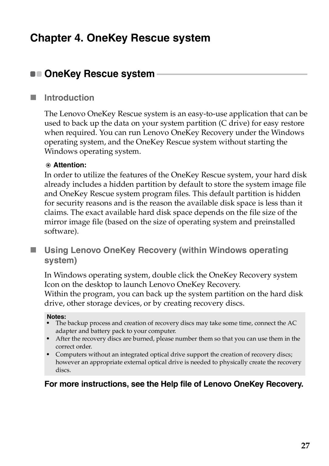 Lenovo S205 manual OneKey Rescue system, „ Introduction 