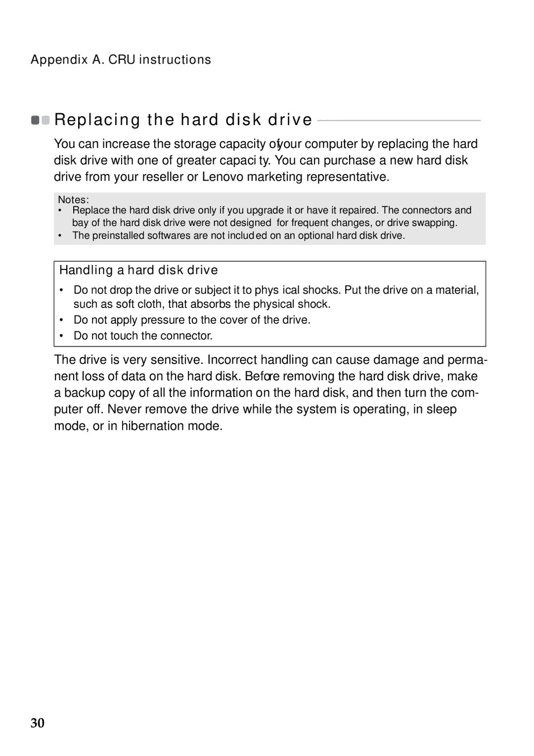 Lenovo S205 manual Replacing the hard disk drive 