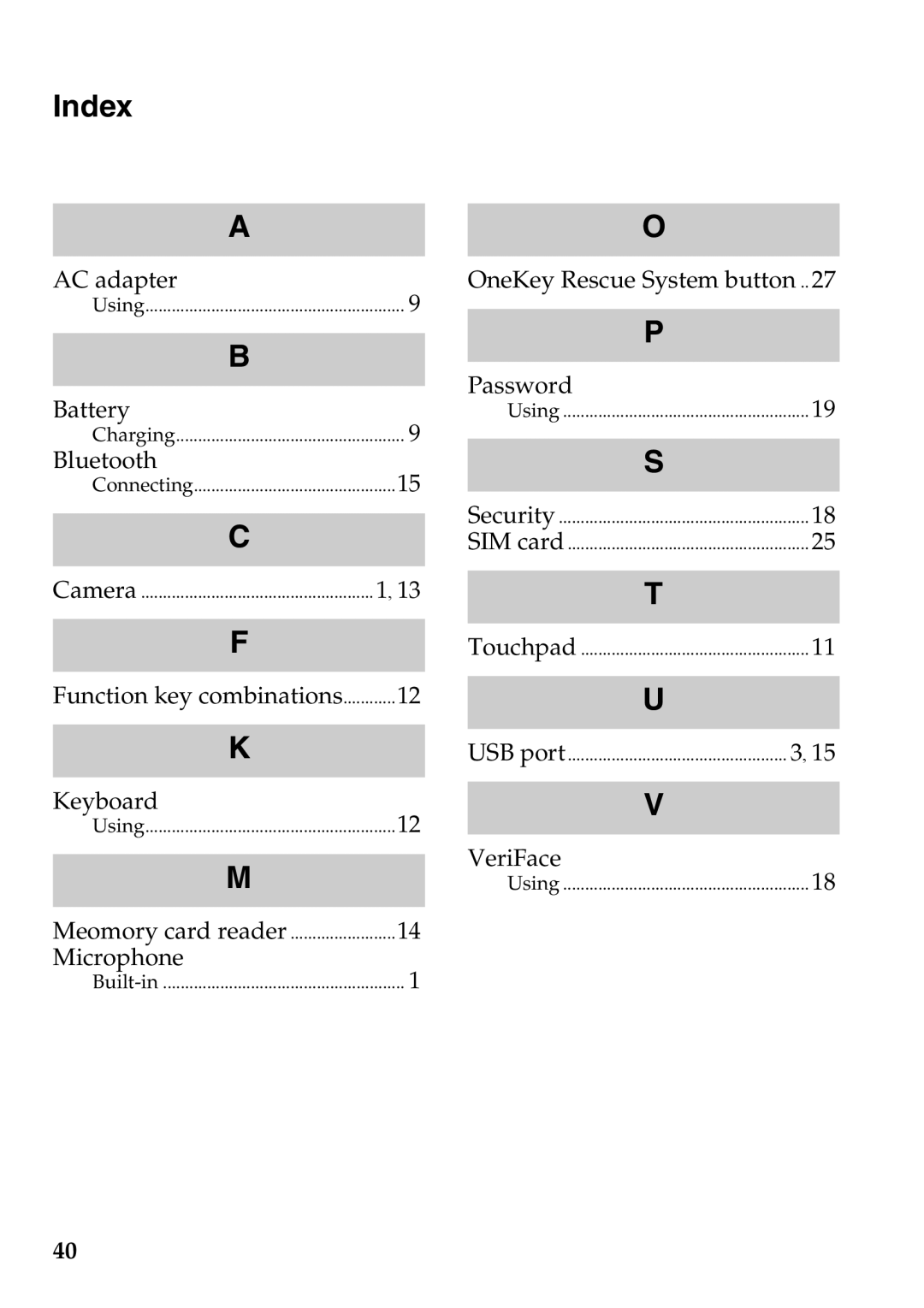 Lenovo S205 manual Index 