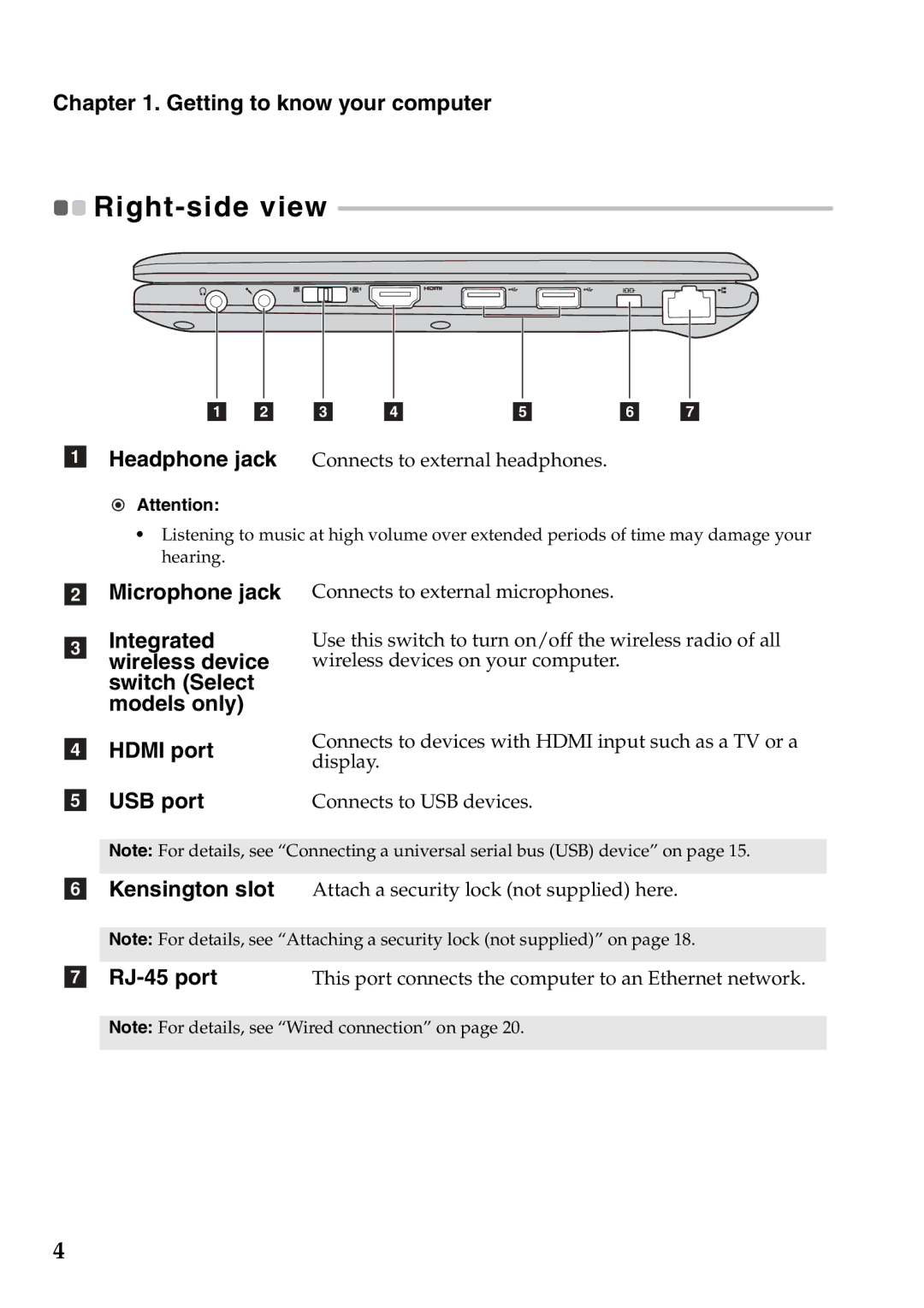 Lenovo S205 manual Right-side view 