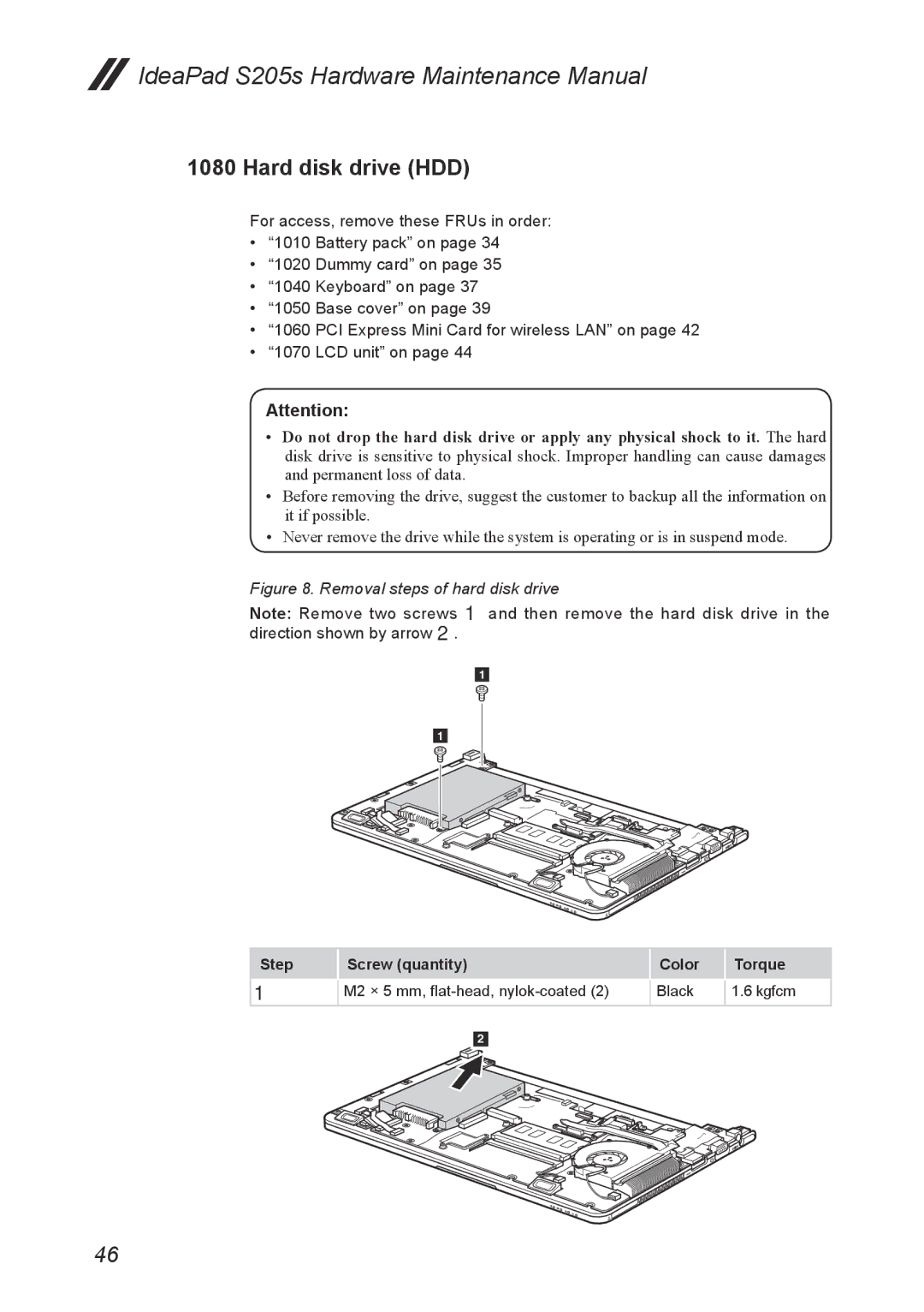 Lenovo S205S manual Hard disk drive HDD, Removal steps of hard disk drive 