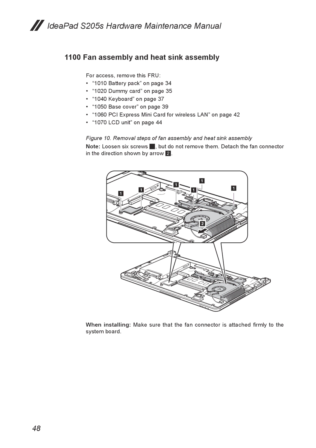 Lenovo S205S manual Fan assembly and heat sink assembly, Removal steps of fan assembly and heat sink assembly 