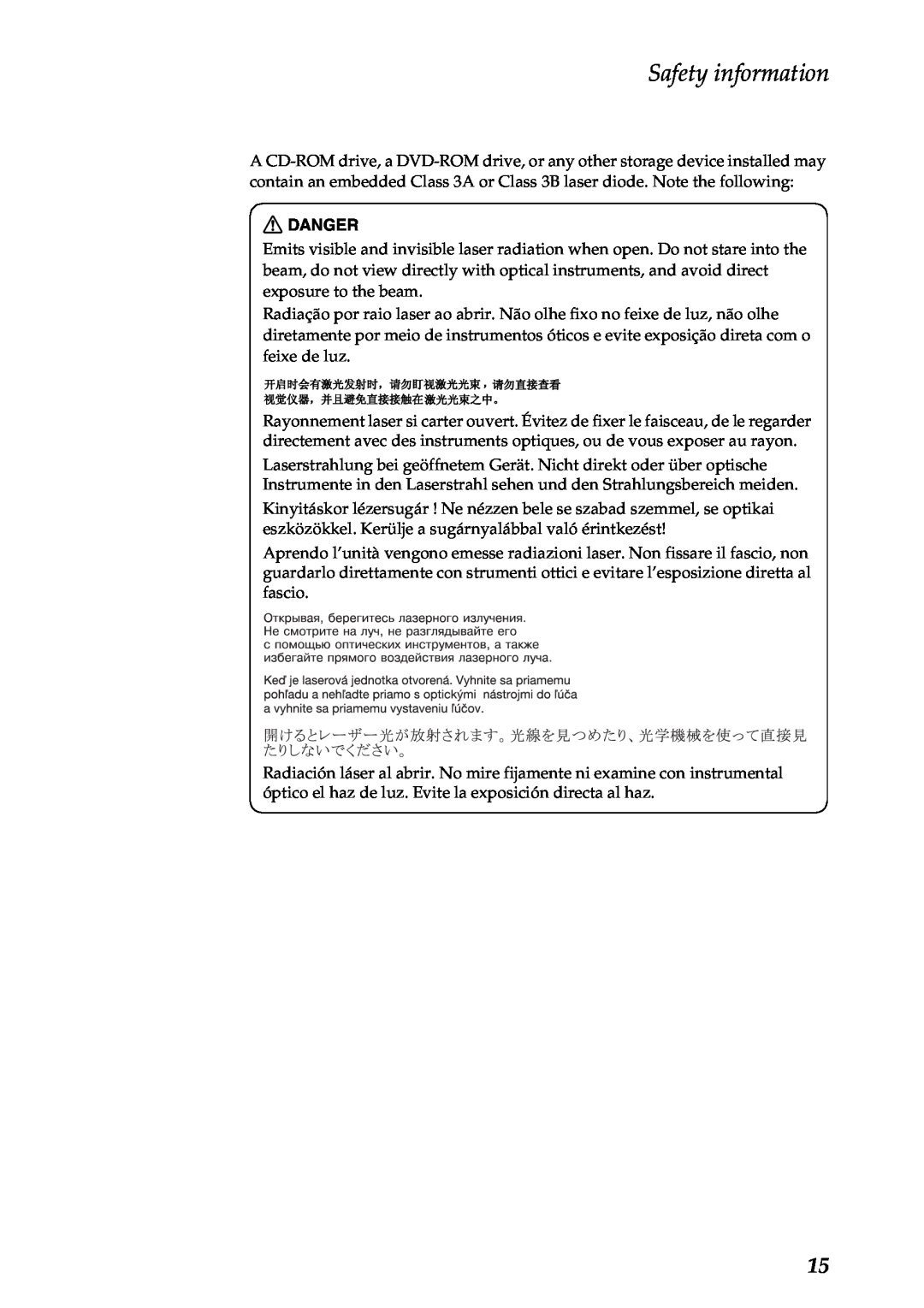 Lenovo S200, S206 manual Safety information, Danger 