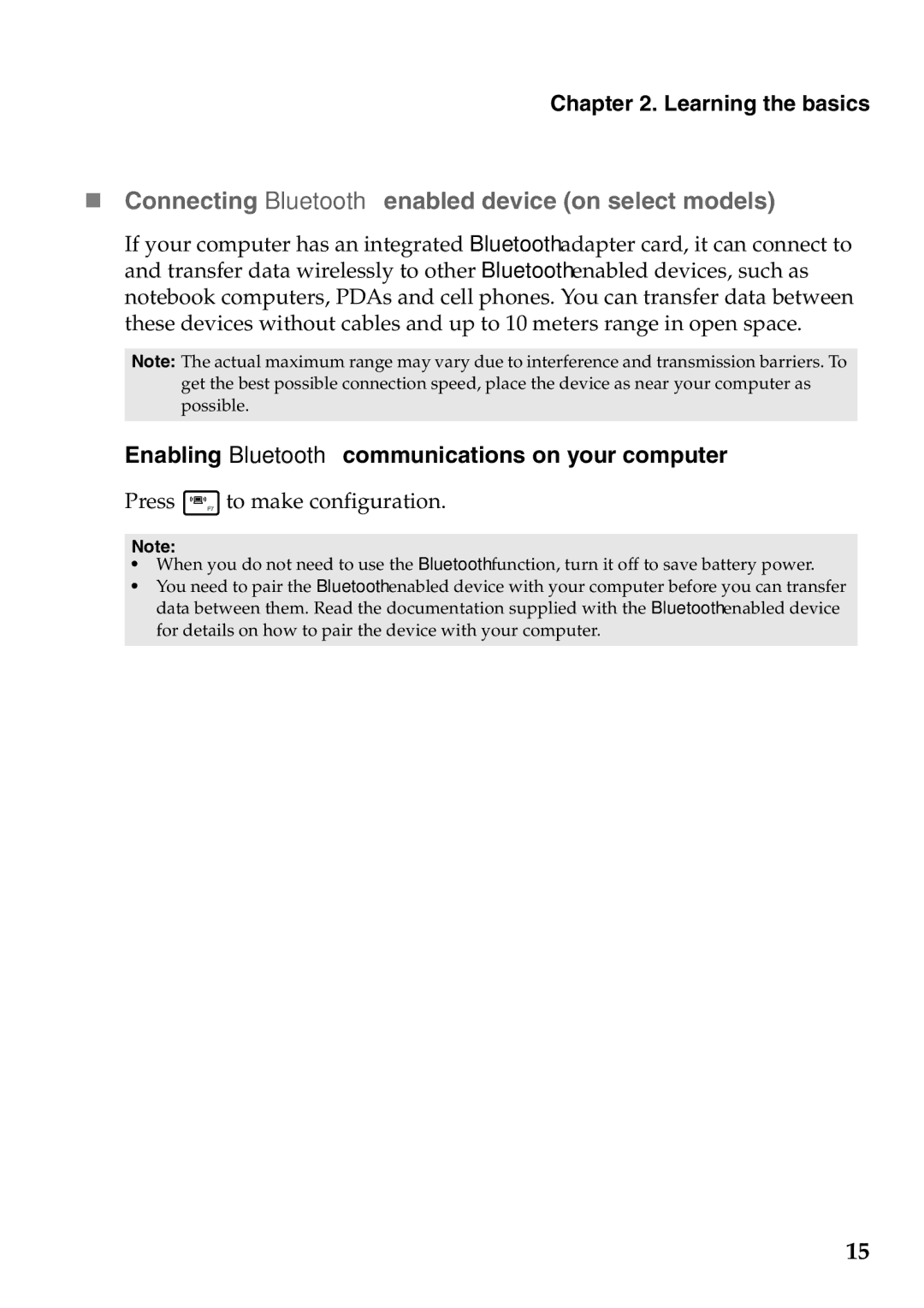 Lenovo S200 „ Connecting Bluetooth enabled device on select models, Enabling Bluetooth communications on your computer 