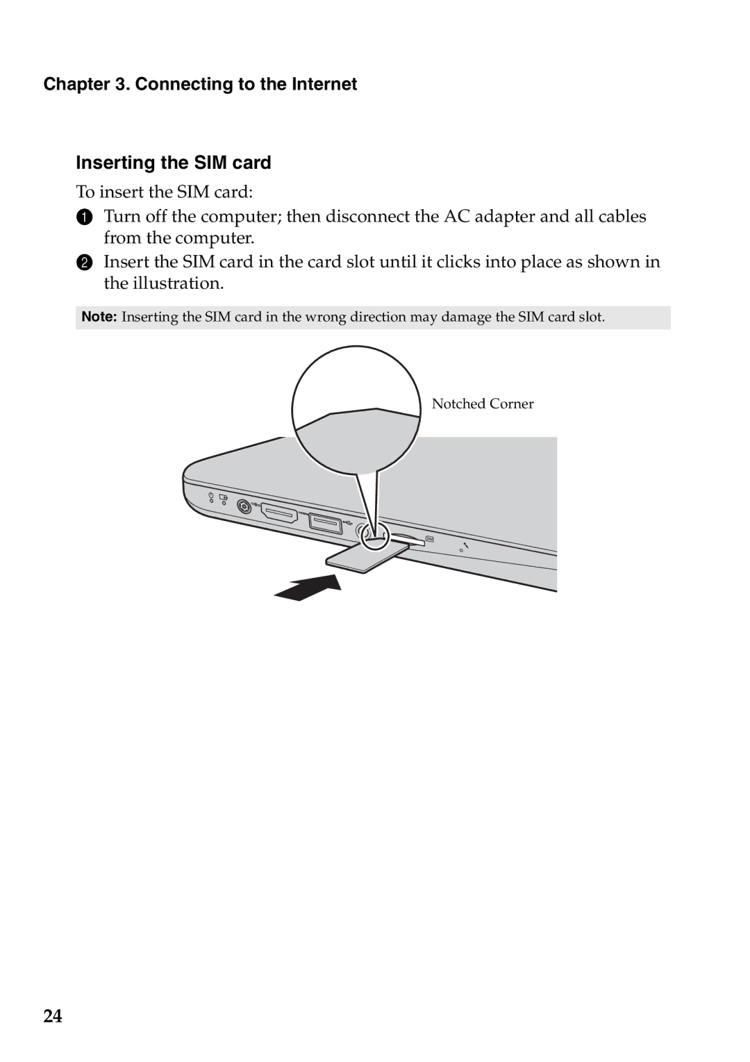 Lenovo S206, S200 manual Inserting the SIM card 