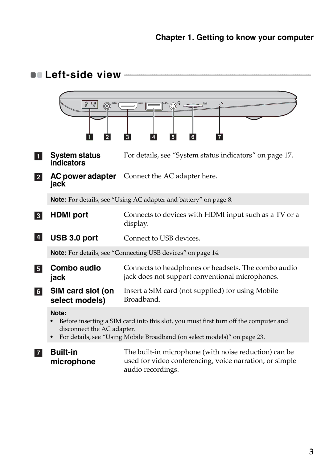 Lenovo S200, S206 manual Left-side view 