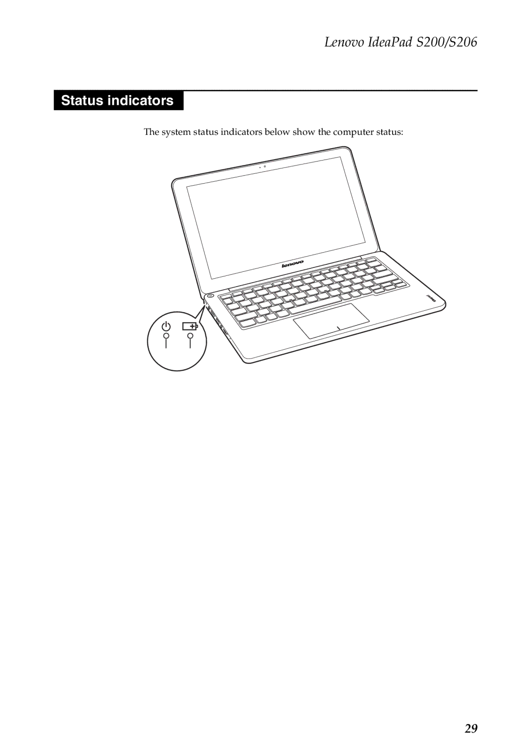 Lenovo S200, S206 manual Status indicators 