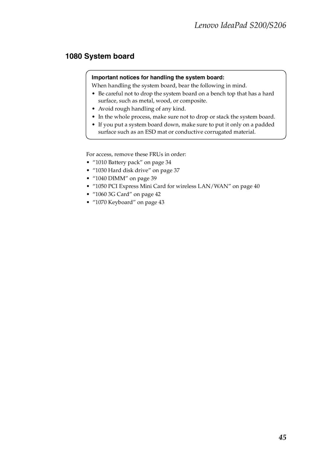 Lenovo S200, S206 manual System board, Important notices for handling the system board 