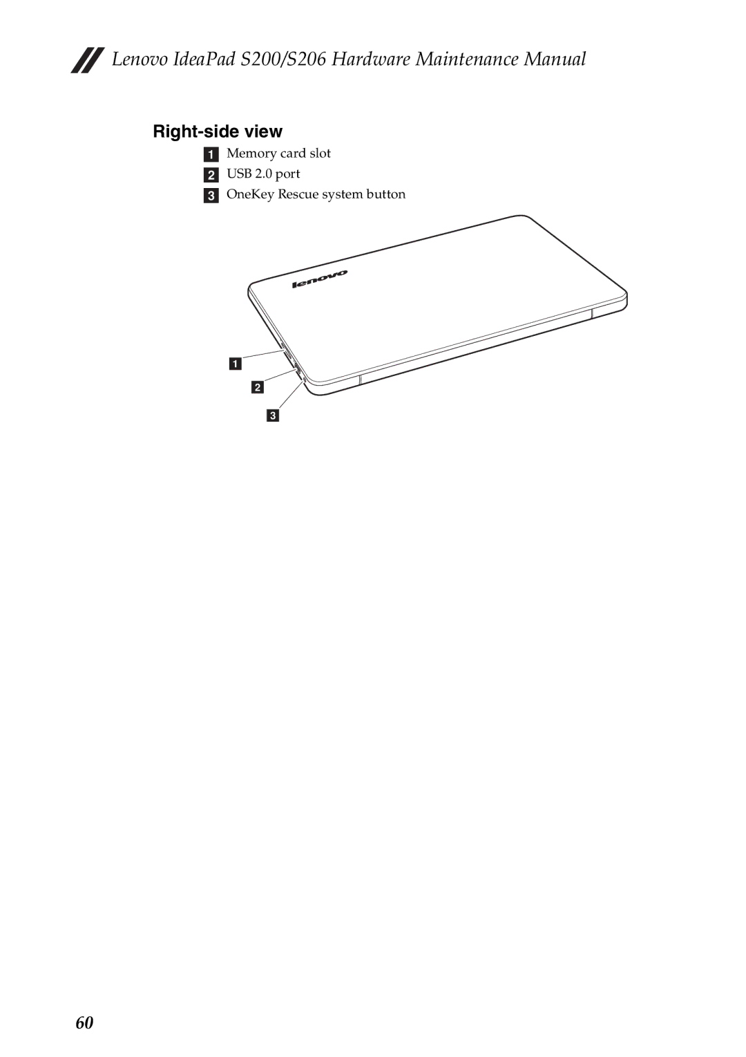 Lenovo S206, S200 manual Right-side view 