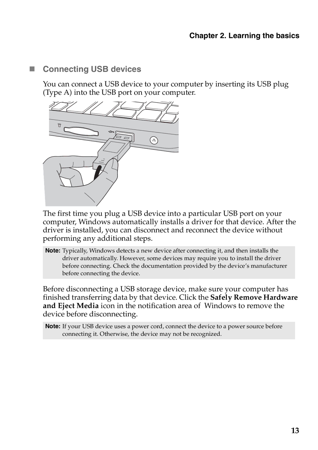 Lenovo S200, S206 manual „ Connecting USB devices 