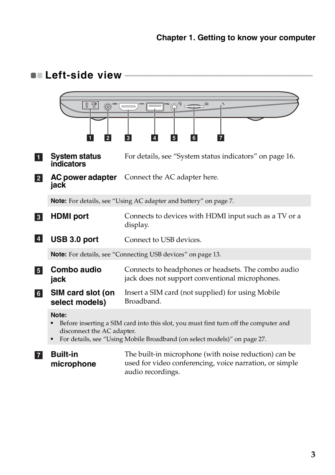 Lenovo S200, S206 manual Left-side view 