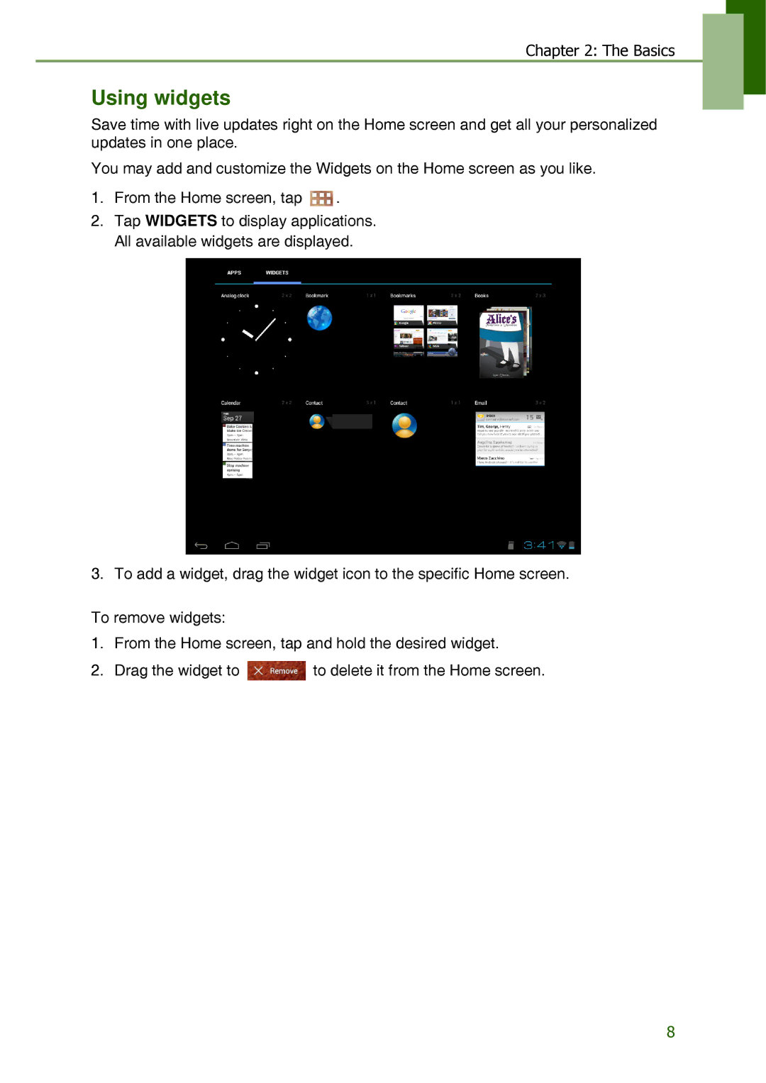 Lenovo S2109A-F manual Using widgets 