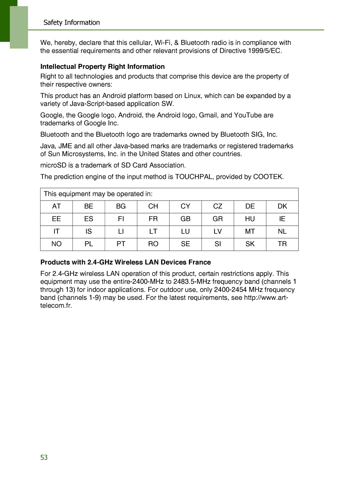 Lenovo S2109A-F manual Products with 2.4-GHz Wireless LAN Devices France 