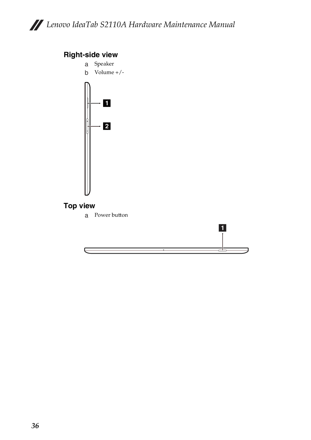 Lenovo S2110A manual Right-side view, Top view 