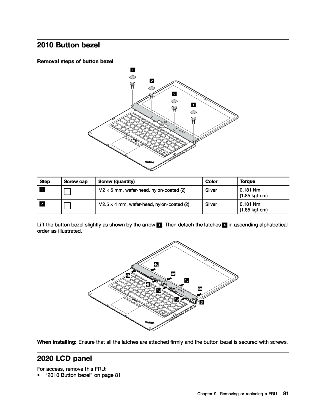 Lenovo 33472YU, S230U manual Button bezel, LCD panel, Removal steps of button bezel 