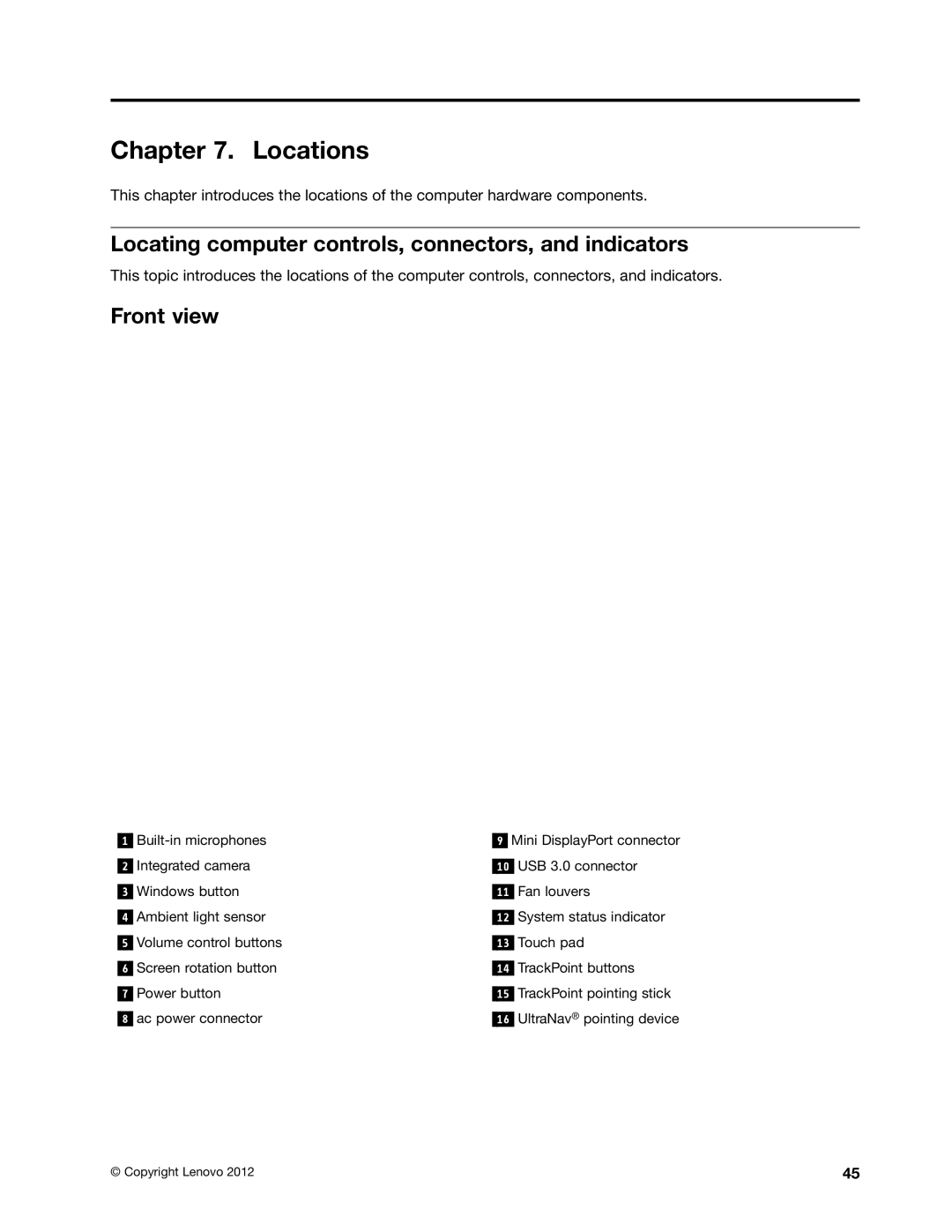 Lenovo 33472YU, S230U manual Locations, Locating computer controls, connectors, and indicators, Front view 